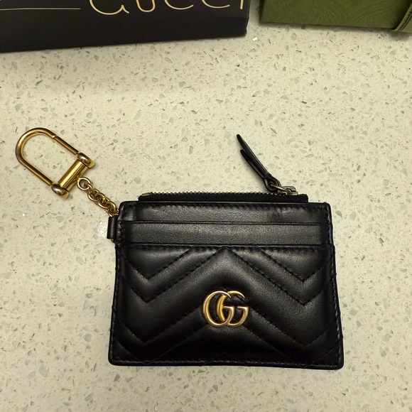 Gucci GG MARMONT KEYCHAIN WALLET, Black, Authentic - Picture 6 of 10